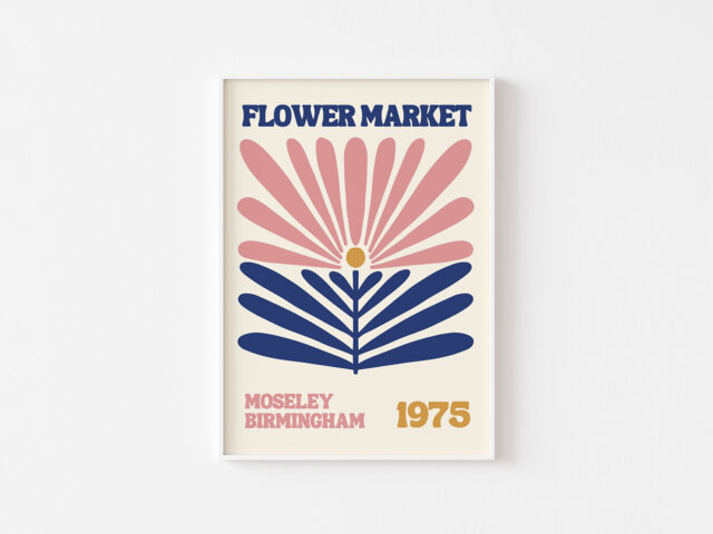 Moseley Birmingham Flower Market Print 1970S Retro Floral Art - image 1