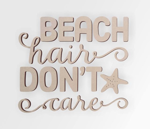 Beach Hair Don't Care Wood Wall Decor - Unfinished Coastal Saying - image 1