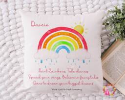 Rainbow Cushion, Pillow, Mental Health Gift, Gift, Self Love Positivity Quote, Positive Thinking