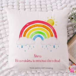 Rainbow Cushion, Pillow, Mental Health Gift, Gift, Self Love Positivity Quote, Positive Thinking - thumbnail 2