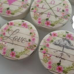 Drawer Knobs France Shabby Chic Cottage French Pink Wreath Flowers Reclaimed Wood Provincial Farmhouse White Refinished Dresser - thumbnail 3