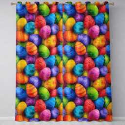 Bright Watercolour Easter Egg in Vibrant Multicolour Tones Readymade Eyelet Ring Top Thermal 100% Blackout Curtains - thumbnail 2