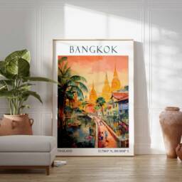 Bangkok Travel Print, Poster, Asian Southeast Asia Decor, Thailand Wall Art, Home Decor - thumbnail 3