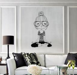 Wall Vinyl Decal Girl Bikram Yoga Pose Seated Meditation Sport Decor Girl's Room Modern Sketch Home Art - #1247Di - thumbnail 1