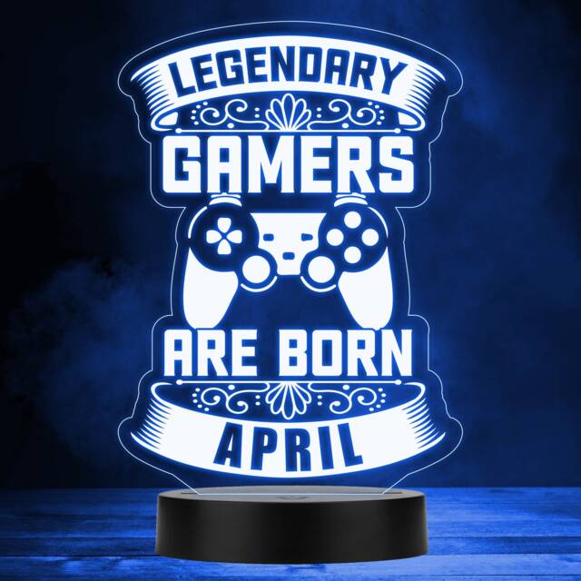 Video Gaming Legendary Gamers Birthday April Personalised Gift Rgb Night Light - Bedroom Lamp - image 1