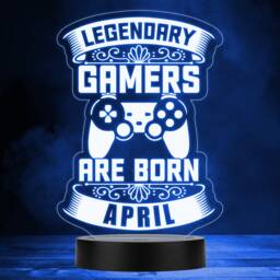 Video Gaming Legendary Gamers Birthday April Personalised Gift Rgb Night Light - Bedroom Lamp