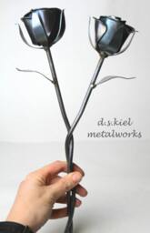 Intertwined Steel Roses Anniversary Metal Flower Sculpture - thumbnail 1
