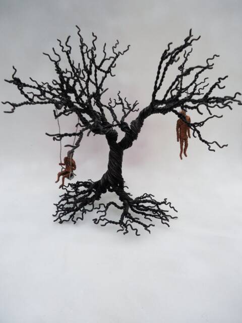 Gothic Sculpture, Wire Tree, Creepy Black Sculpture, Wire Miniature, Art, Metalwork, Copper Wire, Black Tree - image 1