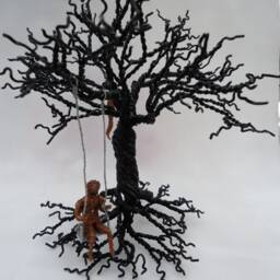 Gothic Sculpture, Wire Tree, Creepy Black Sculpture, Wire Miniature, Art, Metalwork, Copper Wire, Black Tree - thumbnail 2