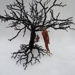Gothic Sculpture, Wire Tree, Creepy Black Sculpture, Wire Miniature, Art, Metalwork, Copper Wire, Black Tree - thumbnail 3