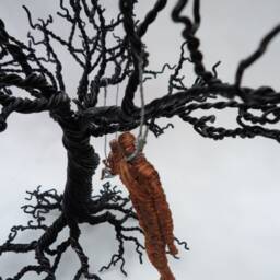 Gothic Sculpture, Wire Tree, Creepy Black Sculpture, Wire Miniature, Art, Metalwork, Copper Wire, Black Tree - thumbnail 4