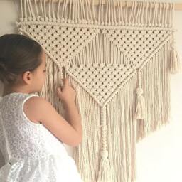 Macrame Wall Hanging Woven Tapestry For Nursery Or Living Room - 23x30 Inch - thumbnail 3