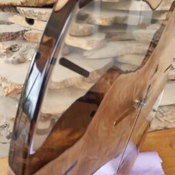 Custom Olive Wood & Resin Wall Clock Live Edge Rustic Decor - thumbnail 4