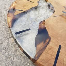 Custom Olive Wood & Resin Wall Clock Live Edge Rustic Decor - thumbnail 3