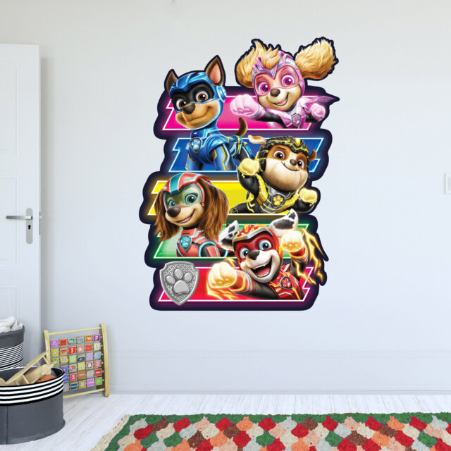 Paw Patrol Wall Sticker - The Mighty Movie Group Colour Panels Decal - image 1