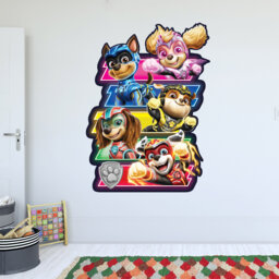 Paw Patrol Wall Sticker - The Mighty Movie Group Colour Panels Decal - thumbnail 1
