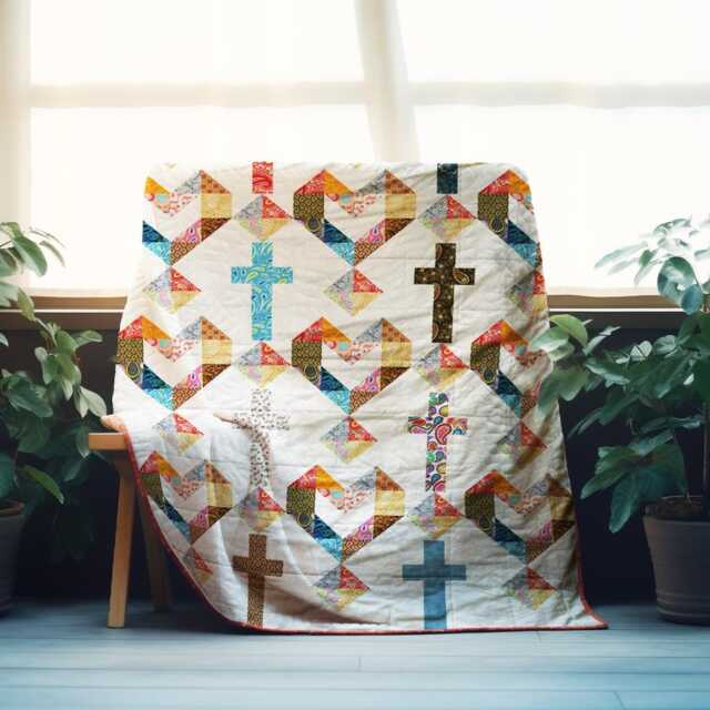 Crossroads Of Hearts Quilt Pattern PDF - Heart Patchwork 48 X 66 Romantic Throw Instant Download - image 1