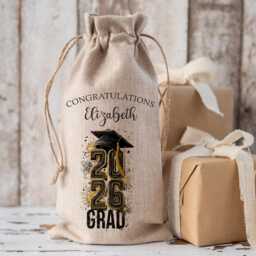 Personalised Bottle Bag, Graduation Class Of 2026, Wine Bottle University Keepsake Gift - thumbnail 2