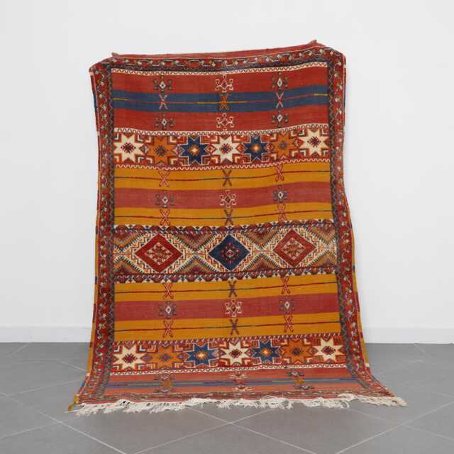 Handmade Wool Berber Rug Authentic Moroccan Carpet - 7, 8x4, 9 Ft - image 1