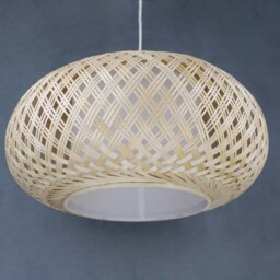 Hand Woven Bamboo Pendant Light Natural Parchment Shade - thumbnail 3