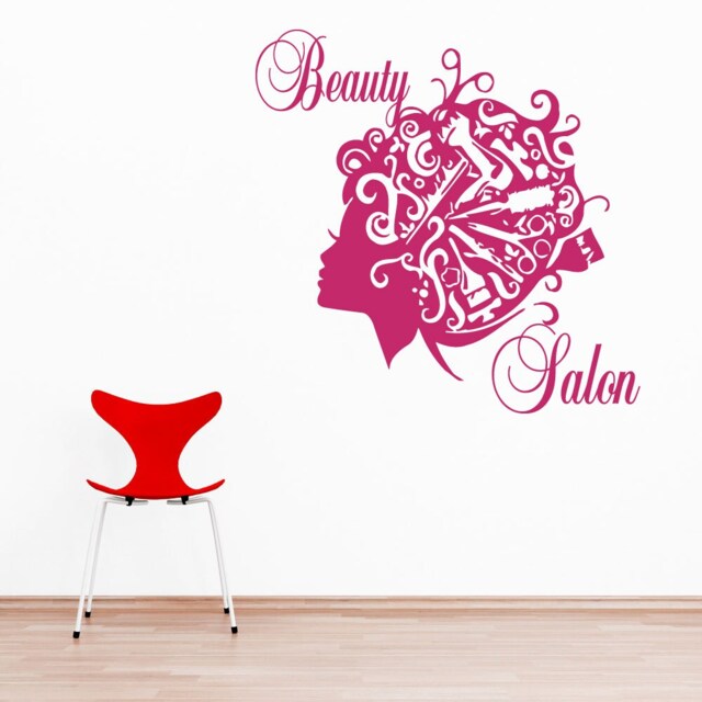 Wall Decals Hair Woman Face Decal Vinyl Sticker Beauty Salon Decor Art Home Mural Ms234 - image 1