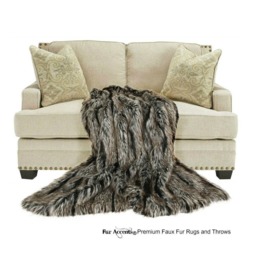 Luxury Faux Fur Throw Blanket - Black Ribbed Fox, Minky Lining - Handmade in Usa