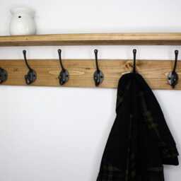 Wall Mounted Rustic Coat Rack Solid Wood Antique Wooden Medium Oak - thumbnail 2
