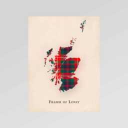 Clan Fraser Of Lovat Scottish Tartan Map - Family Wall Decor, Ready To Hang - thumbnail 2