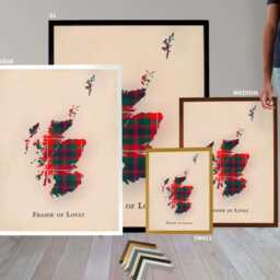 Clan Fraser Of Lovat Scottish Tartan Map - Family Wall Decor, Ready To Hang - thumbnail 3