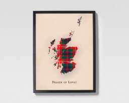 Clan Fraser Of Lovat Scottish Tartan Map - Family Wall Decor, Ready To Hang - thumbnail 1