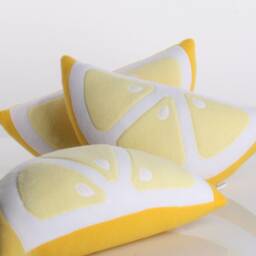 Lemon Slice Pillow Set Handmade Fleece Citrus Decor - thumbnail 2