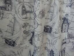 White Linen Curtain With Sailing Ships & Lighthouses Bathroom - thumbnail 3