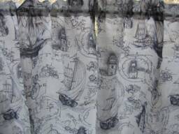 White Linen Curtain With Sailing Ships & Lighthouses Bathroom - thumbnail 1