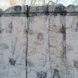 White Linen Curtain With Sailing Ships & Lighthouses Bathroom - thumbnail 2