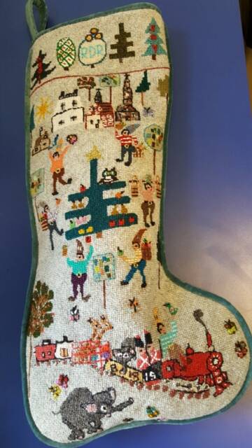 Christmas Train Needlepoint Stocking. Sample Only. Not For Sale - image 1