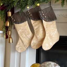 Sale - Gold & Black Christmas Stockings, Modern Fireplace Mantle Holiday Socks, Personalized Stockings - thumbnail 3