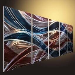 Abstract Metal Wall Art Sculpture Modern 3D Painting - 24x60 Inch - thumbnail 1