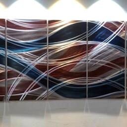 Abstract Metal Wall Art Sculpture Modern 3D Painting - 24x60 Inch - thumbnail 2