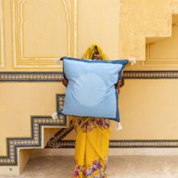 Handmade Kantha Quilt Reversible Blue Ocean Bedspread Set - thumbnail 3