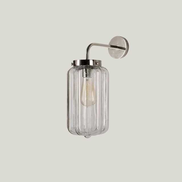 Wall Lamp in Art Deco Style With Silver, Hand Blown Transparent Clear Glass Sconce, Bedroom Mirror Lighting - image 1
