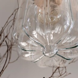 Wall Lamp in Art Deco Style With Silver, Hand Blown Transparent Clear Glass Sconce, Bedroom Mirror Lighting - thumbnail 3