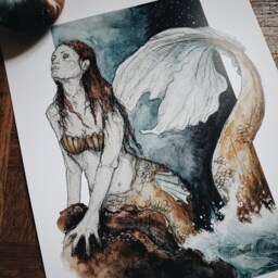 A4 Poster Nature Mermaid Ocean Watercolor - thumbnail 2