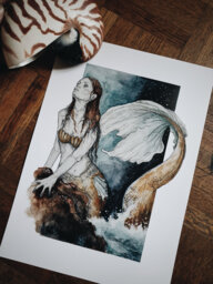 A4 Poster Nature Mermaid Ocean Watercolor - thumbnail 1
