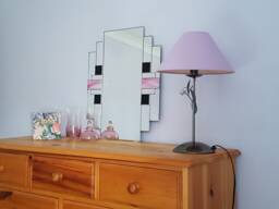 Art Deco Stained Glass Mirror-Rectangular Pink/Black - thumbnail 1