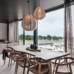 Taupe Linen Parlour Pendant Light Minimalist Modern Ambient Ceiling Fixture - thumbnail 2