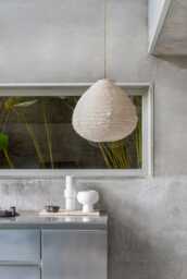 Taupe Linen Parlour Pendant Light Minimalist Modern Ambient Ceiling Fixture - thumbnail 1