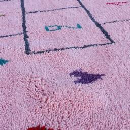 Kids Moroccan Rug Colorfull Rug Beni Ourain Rug, Pink Kids Style Carpet , Abstrackt Azilal Area Rugs - thumbnail 4