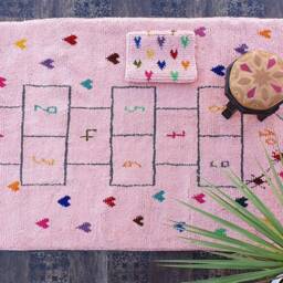 Kids Moroccan Rug Colorfull Rug Beni Ourain Rug, Pink Kids Style Carpet , Abstrackt Azilal Area Rugs - thumbnail 2