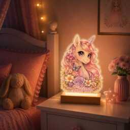 Personalised Unicorn Night Light - Custom Name Bedroom Decor - thumbnail 2
