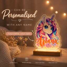 Personalised Unicorn Night Light - Custom Name Bedroom Decor - thumbnail 3